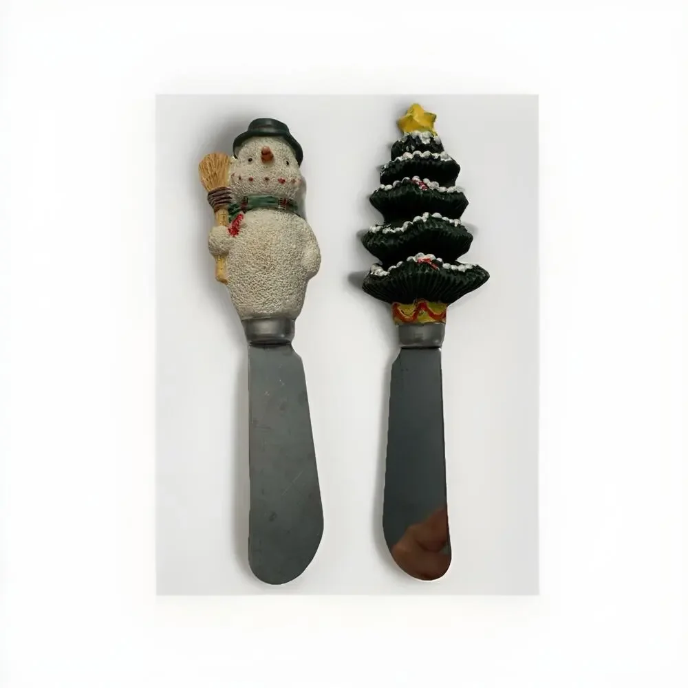 Boston Warehouse Christmas Resin Handle Cheese Spreaders Set of 6 Santa Snowman